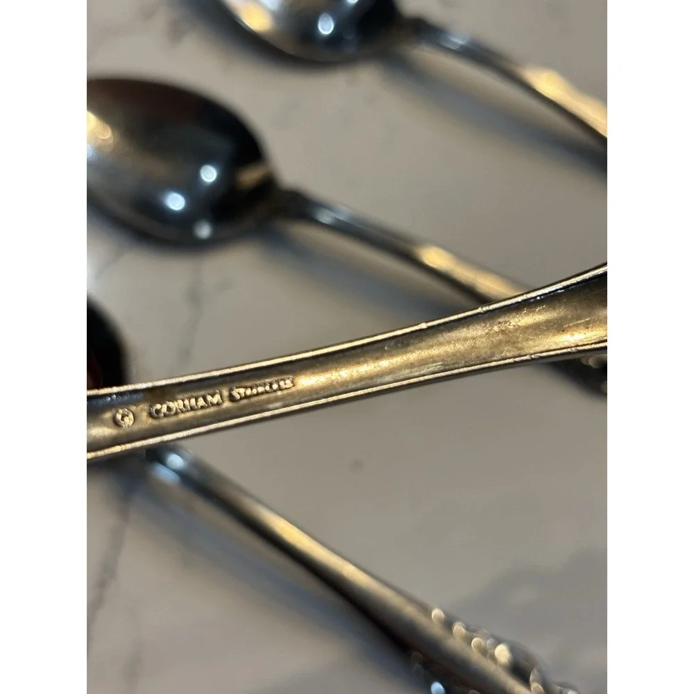 21 Pieces Gorham Pierced Baroque Stainless Flatware With Serving Spoon